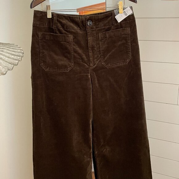 NWT 31P Moss - Colette Cropped Wide Leg Pants Maeve Corduroy - Anthropologie - Picture 1 of 8